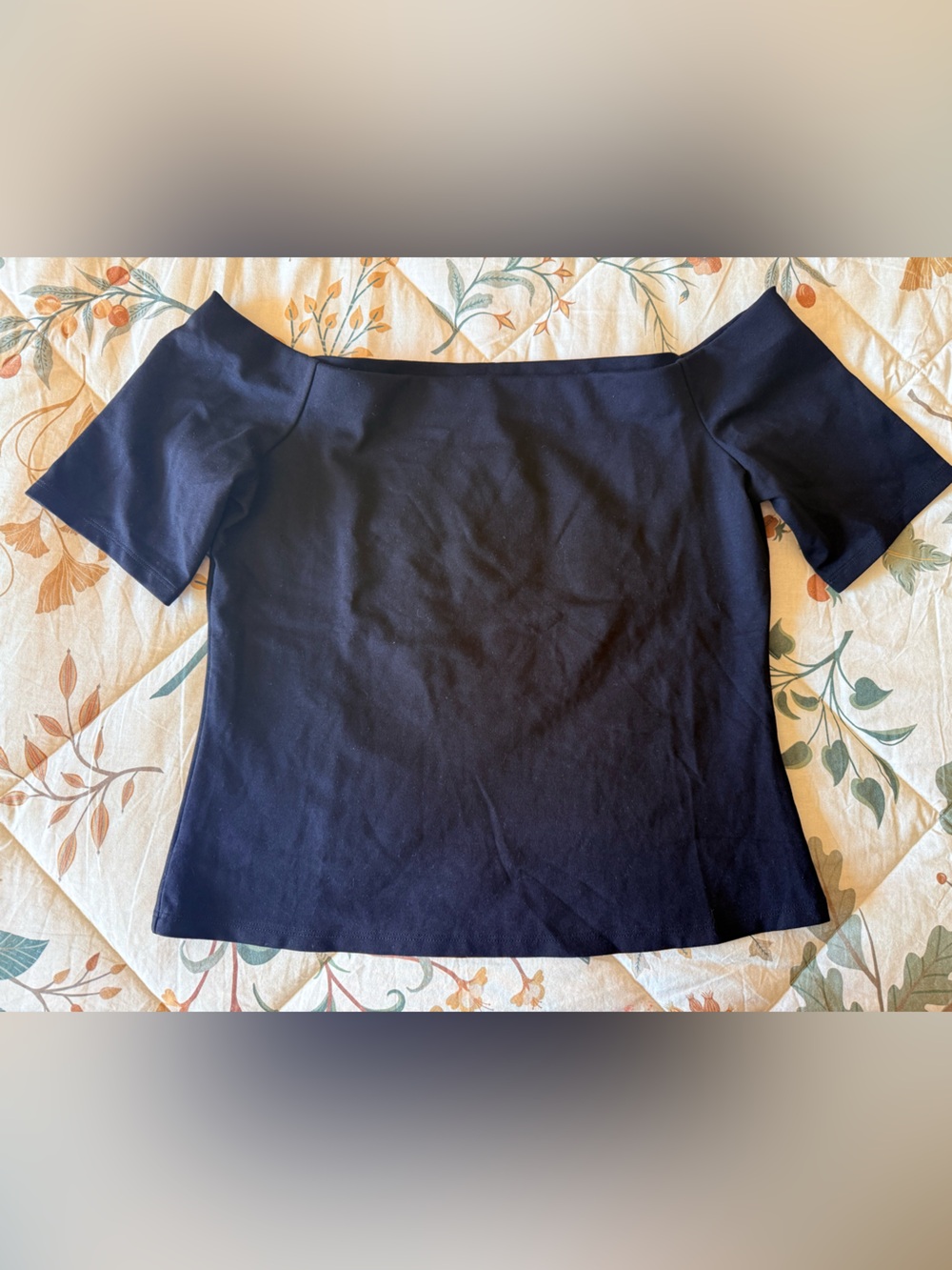 Black Off-the-Shoulder Short Sleeve Top